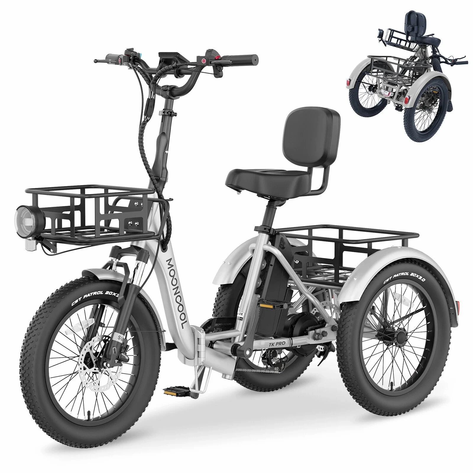 ✨⚡Clearance Sale🚲MOONCOOL 20" TK Pro Folding Electric |750W Motor Peak 1600W 6Speed Trike - 图片 4