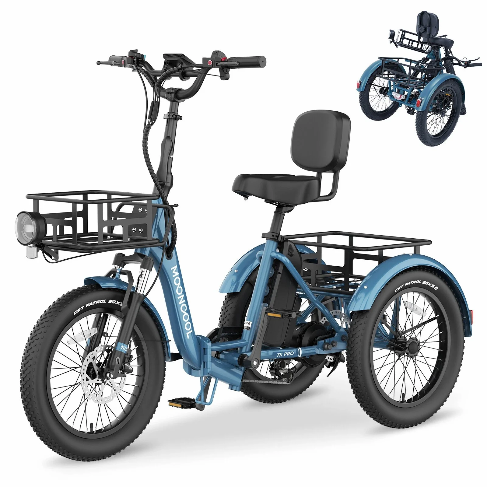 ✨⚡Clearance Sale🚲MOONCOOL 20" TK Pro Folding Electric |750W Motor Peak 1600W 6Speed Trike - 图片 12