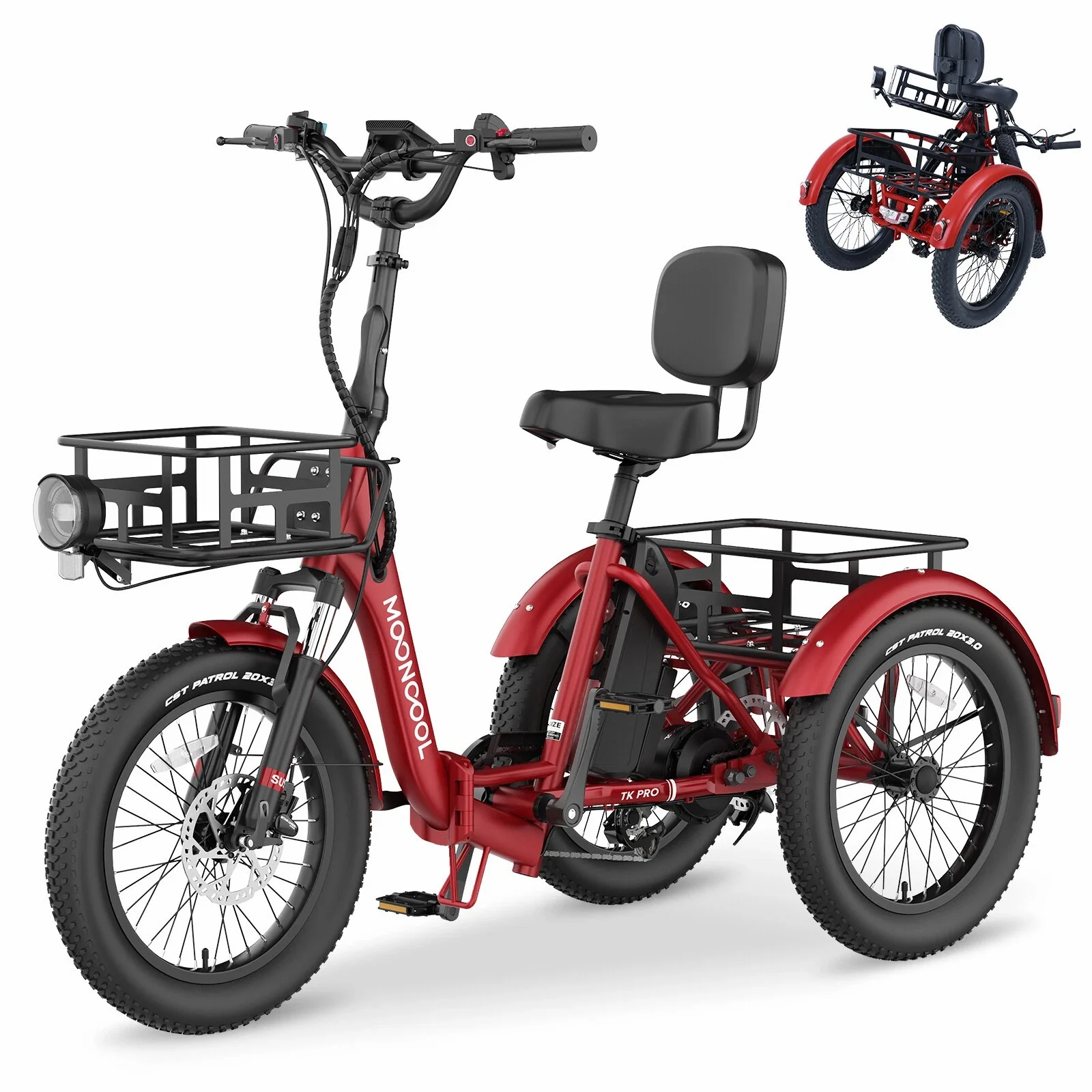 ✨⚡Clearance Sale🚲MOONCOOL 20" TK Pro Folding Electric |750W Motor Peak 1600W 6Speed Trike - 图片 16